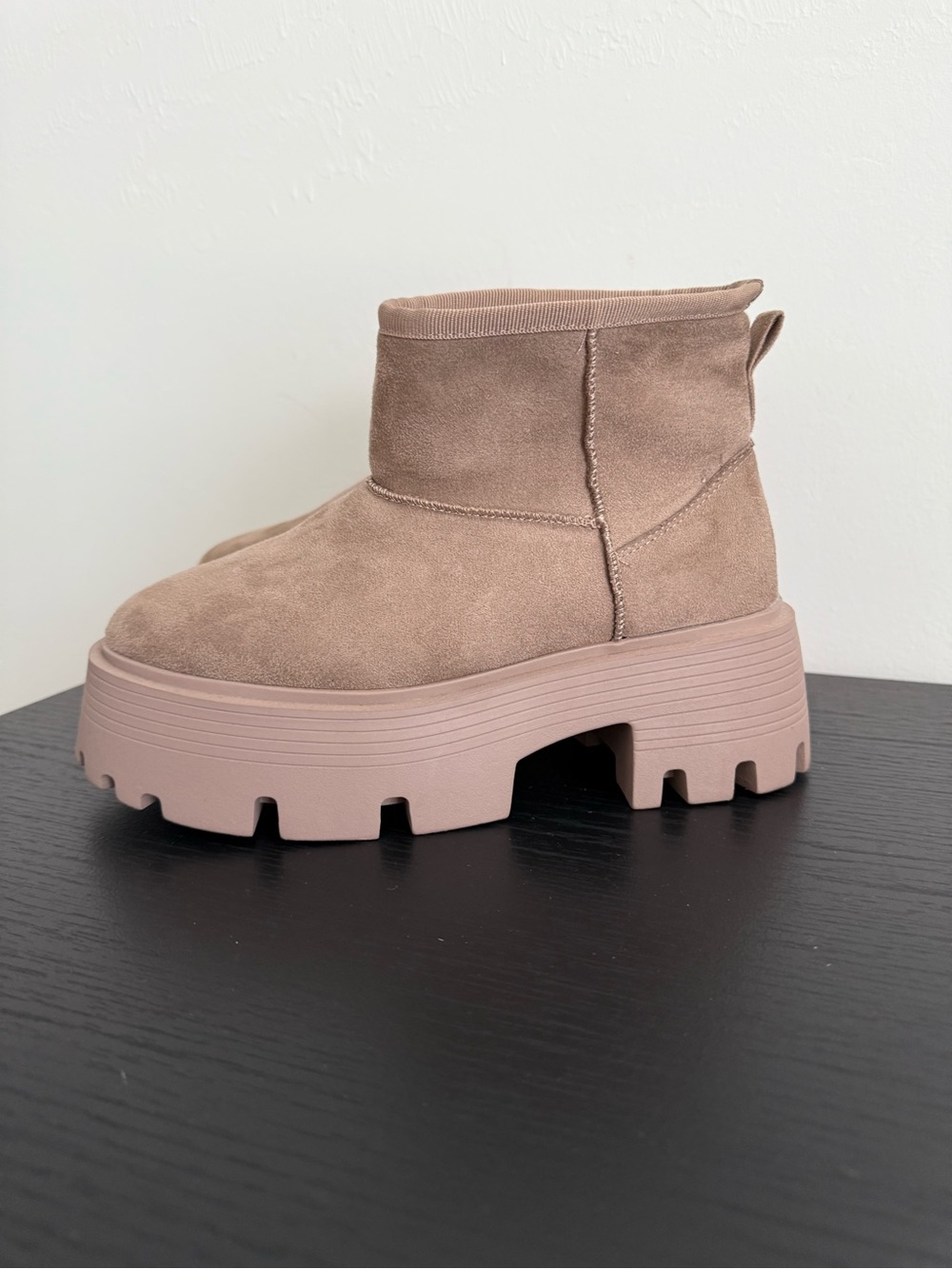 TOP Moda Chunky Platform Ankle Booties in Taupe